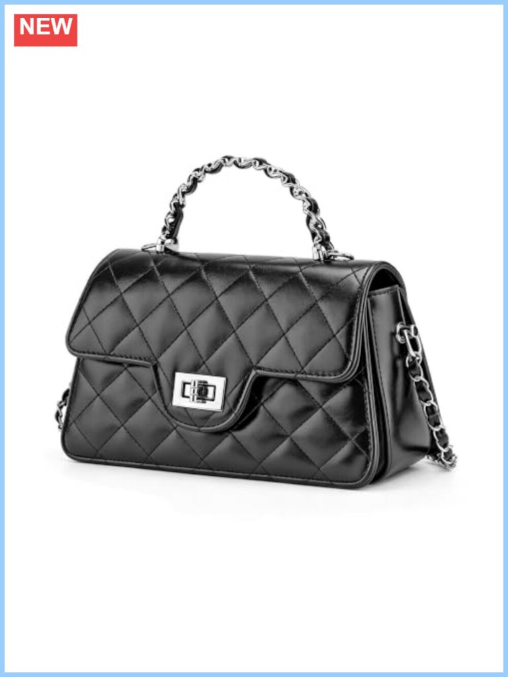 Quilted Leather Crossbody Purse Mini Handbag Adjustable Chain Strap
